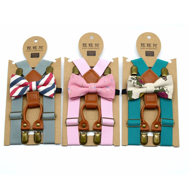 

Baby Boys High Elastic Bow Ties Toddler Babies Wedding Matching Braces Suspenders Child Bowknot Gentry Bow Ties With Metal Clips