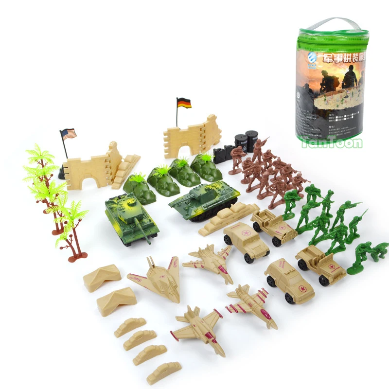 

57pcs DIY Sandbox game Soldier model Military war Fighter Tank Army Men Figures For Children Kids Boys Gift