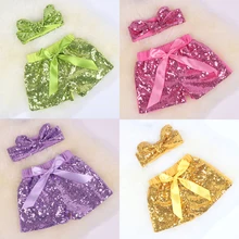 Детские шорты с блестками с обеих сторон, летние блестящие шорты для маленьких девочек, милая повязка на Рождество, одежда на Хэллоуин