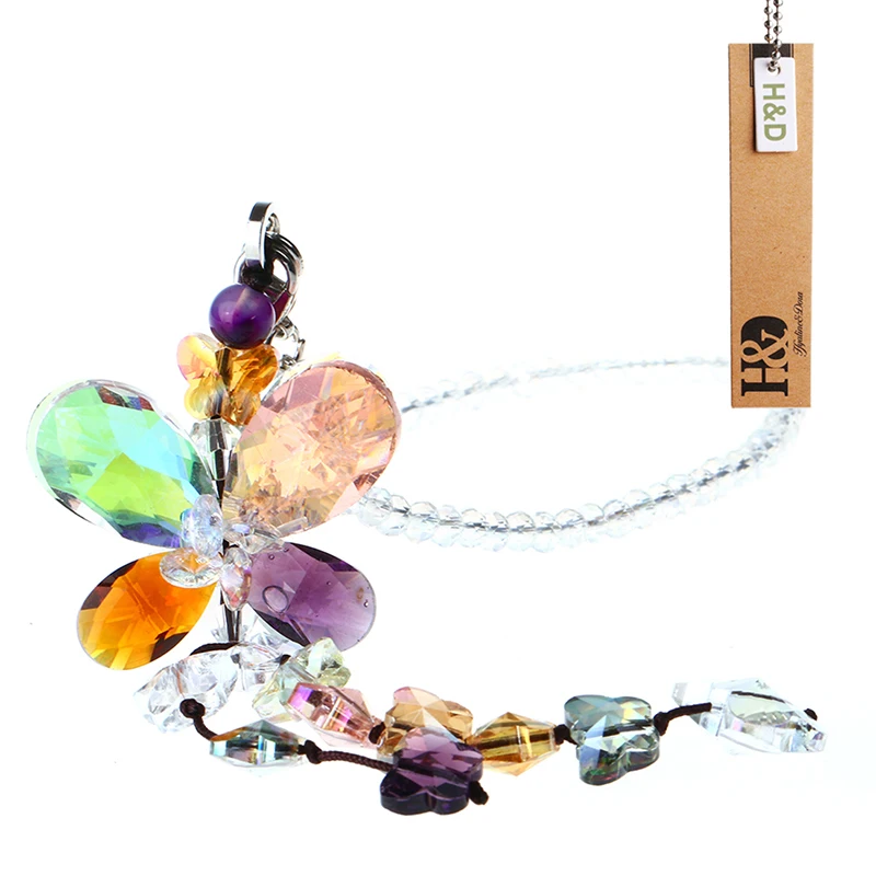 H&D Car Charms Rear View Mirror Accessories Crystal Hanging Prisms Fengshui Suncatcher Rainbow Pendants Crystal Ornaments sun catcher,crystal pendant,sun catchers