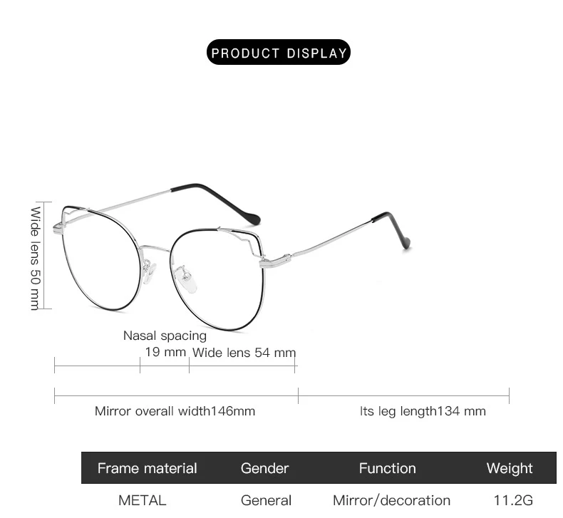 BOYSEEN Студенческая художественная винтажная большая оправа кошачий глаз плоские зеркальные оптические очки металлическая близорукость студенческие очки оправа 6278