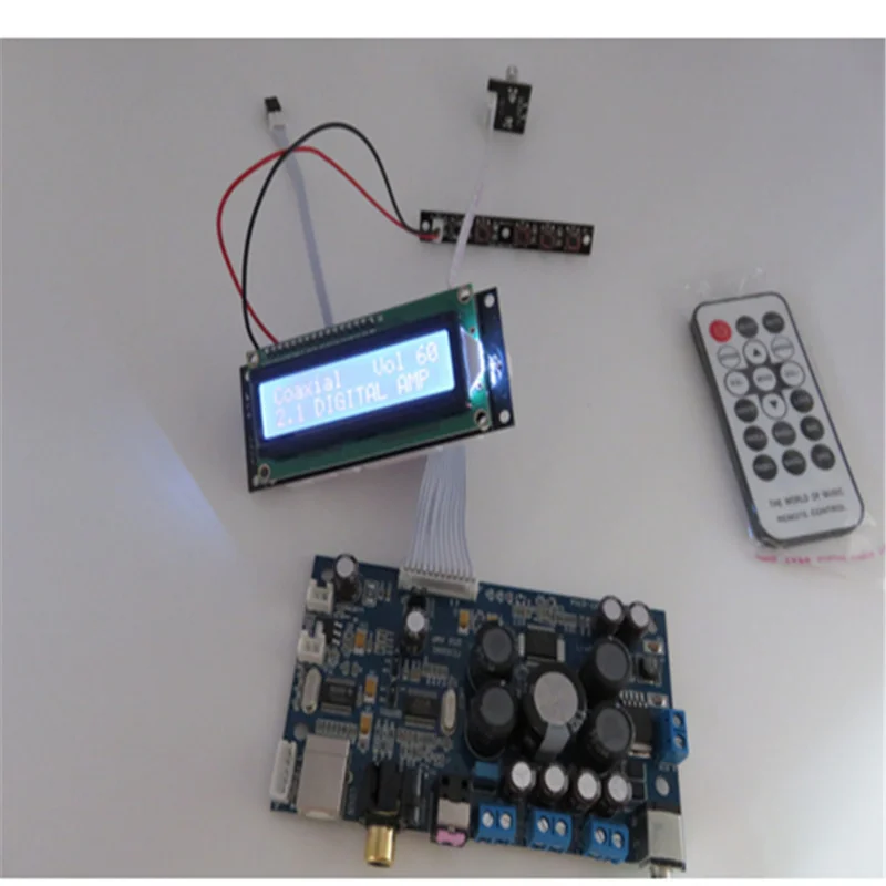 

Sta350 + WM8805 + PCM2704 STA350 digital power amplifier board with coaxial fiber USB input 50W +50 W support 2.1 / 2.0 mode