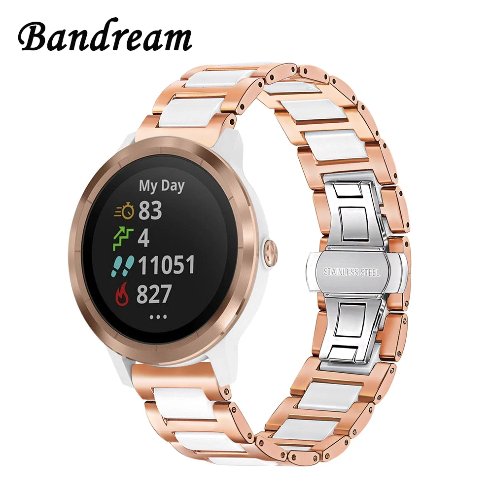 Ремешок из нержавеющей стали и керамики для часов Garmin Vivoactive3/3 Music Vivomove/HR Forerunner