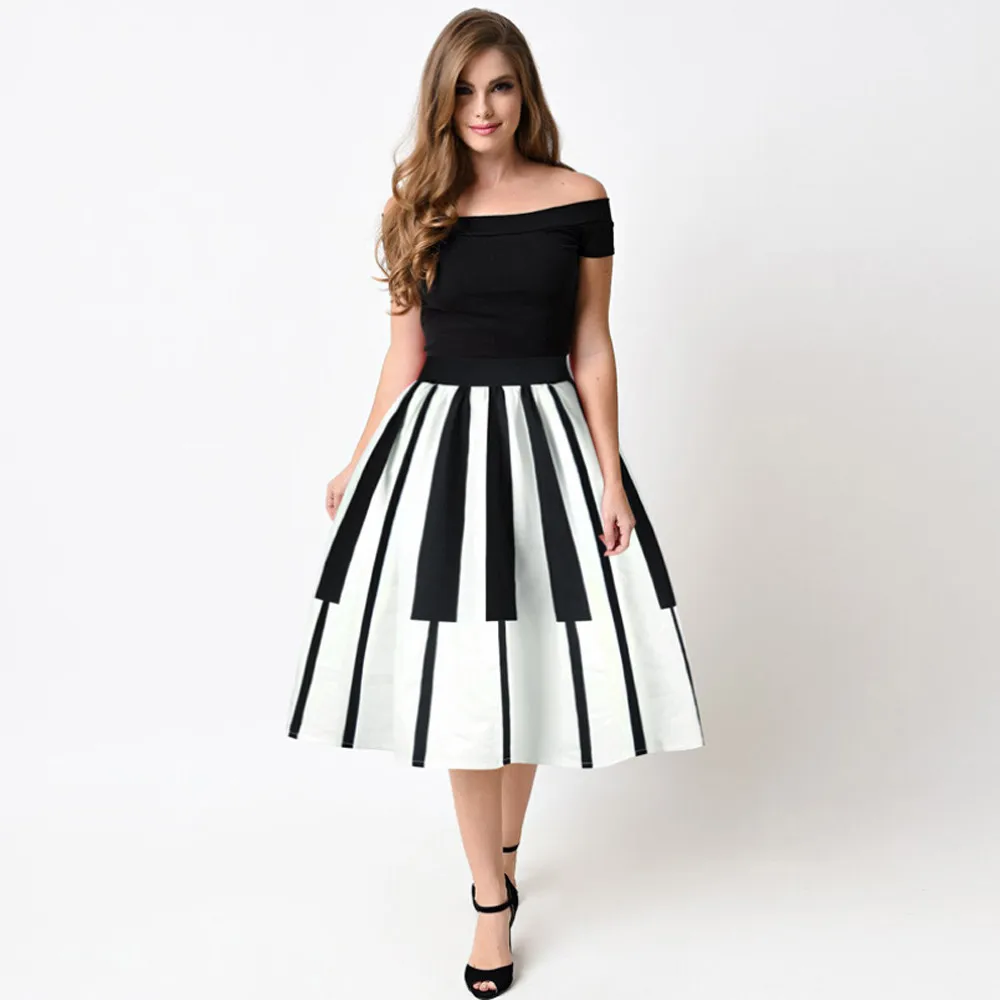 JAYCOSIN, летняя женская юбка с принтом пианино, тонкая юбка с высокой талией, модная юбка с узором, Новая Элегантная Повседневная юбка