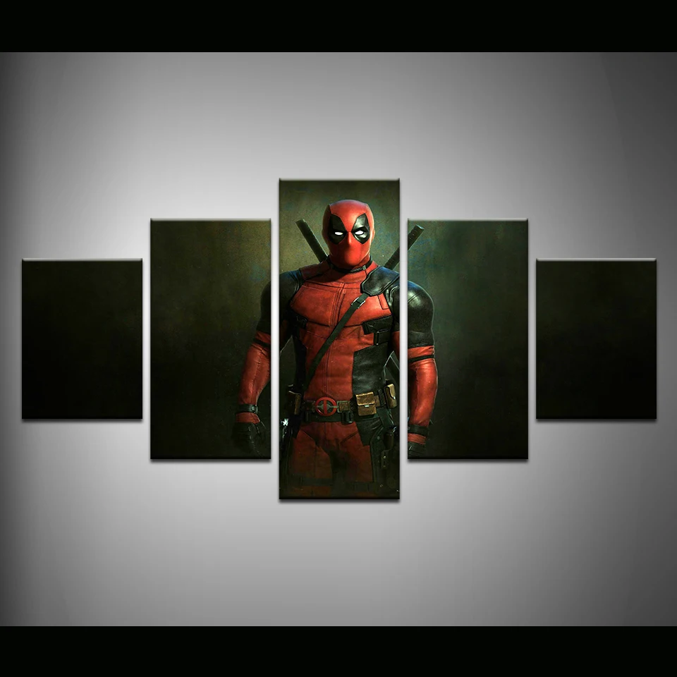 5 Piece Canvas Painting Movie Deadpool HD Posters Wall Art Prints