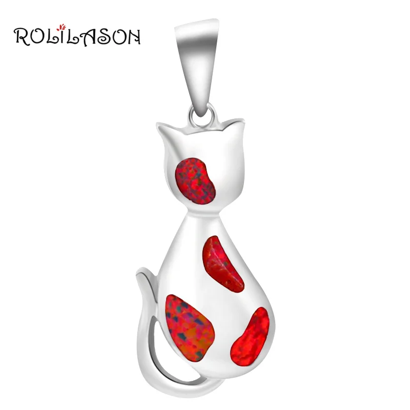 

Hotbuying online New Arrival cute animal design orange Fire Opal Pendants Silver Stamped Fashion jewelry OP335