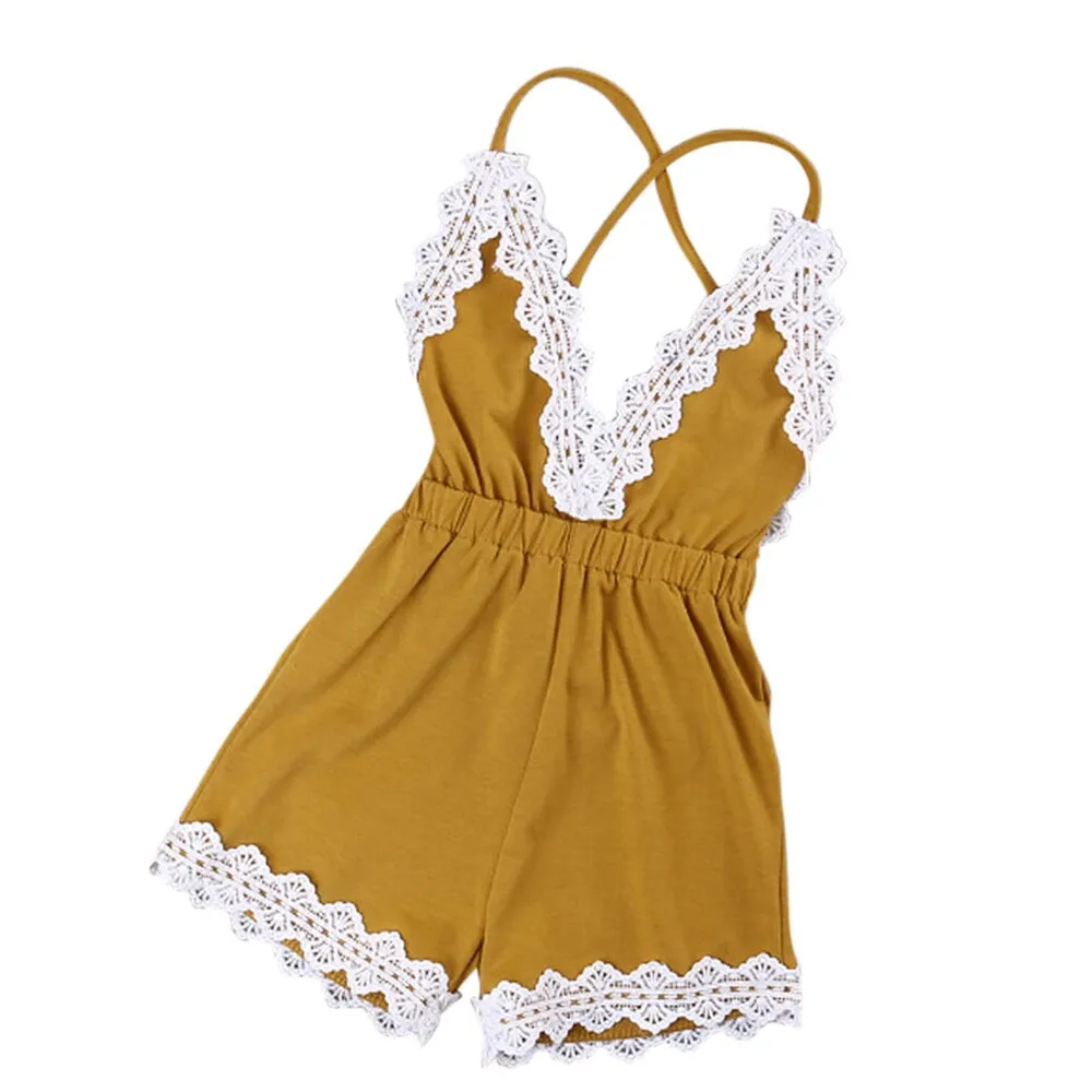 Newborn Infant Baby Solid Sleeveless Romper Jumpsuit Shorts Jumpsuit