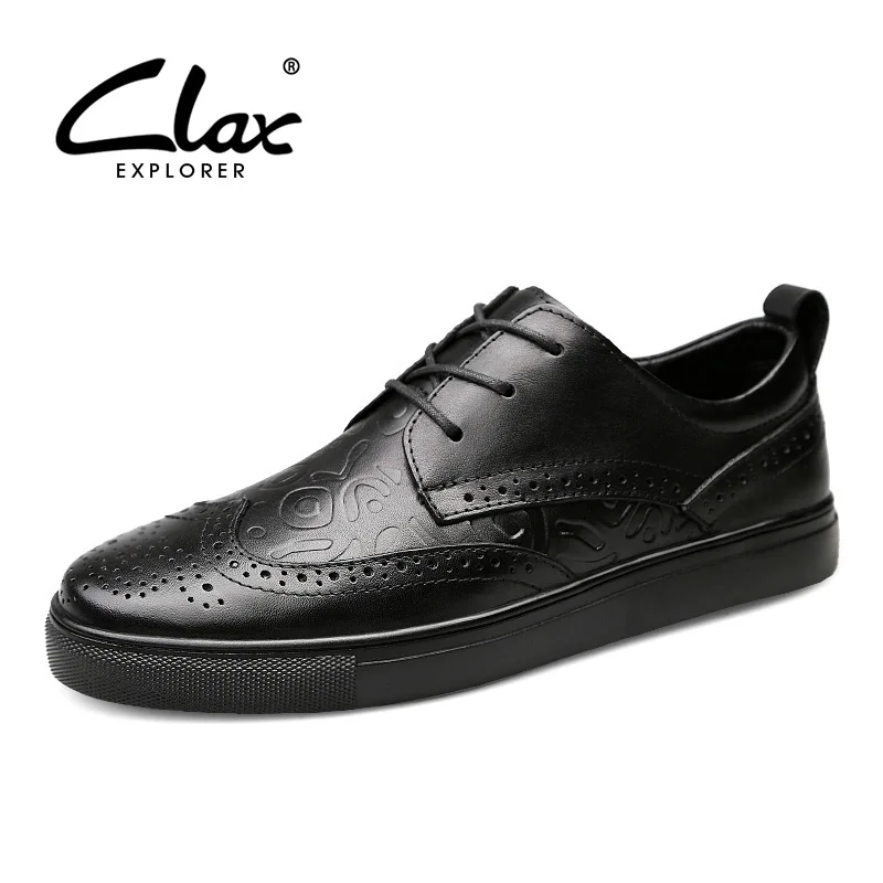

CLAX Mens Brogue Shoes Genuine Leather Spring Autumn Men's Casual Leather Shoe British Dress Footwear Designer Wedding Shoe Soft