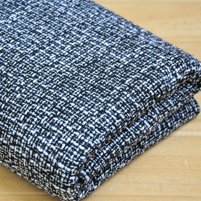 

Free ship black and white tweed fabric with ribbon weaved price for half meters 59"
