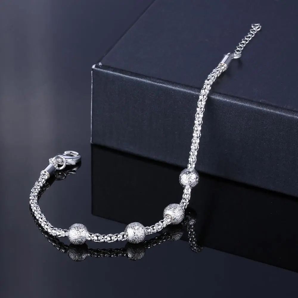 925 стерлингового серебра Бесконечность Браслеты Женские сферические двойной браслет-цепочка вечерние модные ювелирные изделия размер можно регулировать