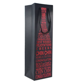 

6Pcs/lot 12*39*9cm Single Large Red Wine Bottle Package Paper Bag with Handle Stand Up Gifts Party Wine Carrier Packing Pouch