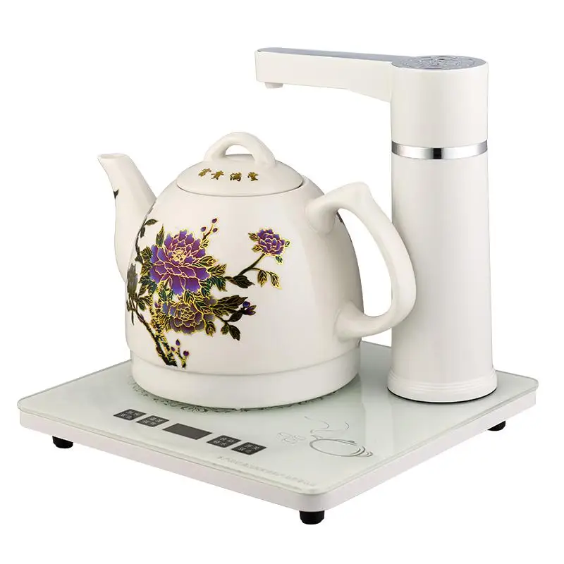 Электрический чайник, автоматическая верхняя вода, электрический керамический горшок jingdezhen, 304 чайник из нержавеющей стали - Цвет: Белый