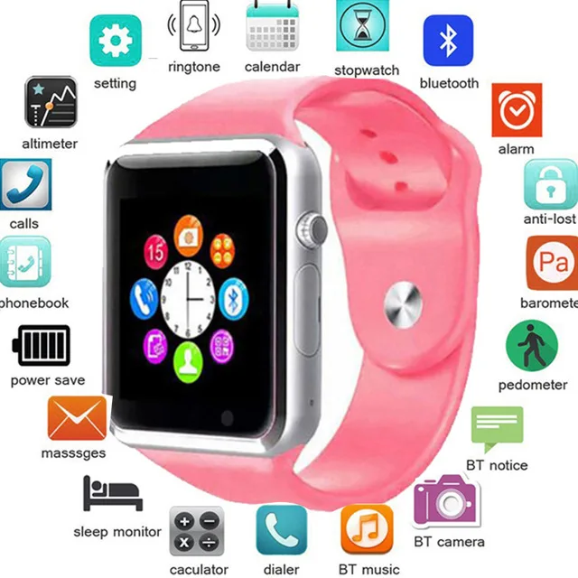 

Smart Watch Bluetooth Dial/Answer TF SIM Card Camera Fitnesse Tracker sleep Monitor Bracelet For Android IOS Xiaomi HUAWEI pkZ60