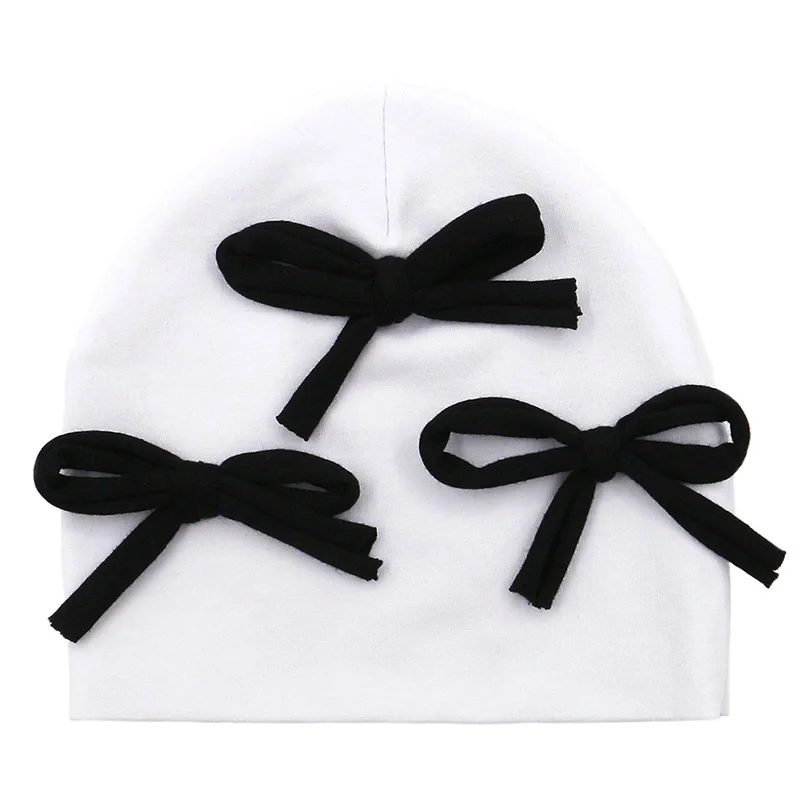 GZhilovingL New Cute Baby Cotton Bow Hat Beanies For Infant Girls Boys Kids Winter Soft Solid Newborn Baby Hair Accessories - Цвет: white 4