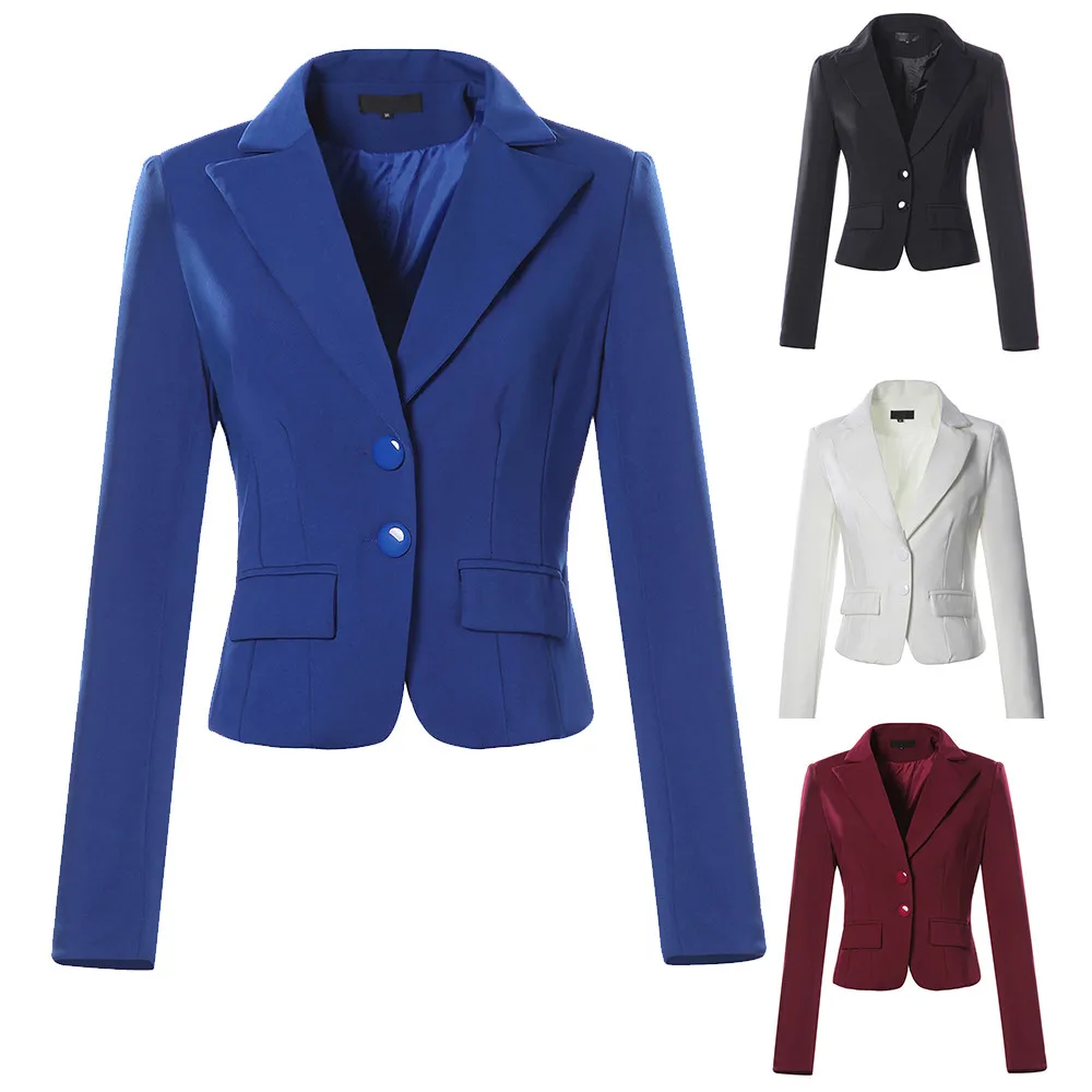 JAYCOSIN Женская куртка блейзеры женский сплошной цвет две кнопки карман Slim Fit