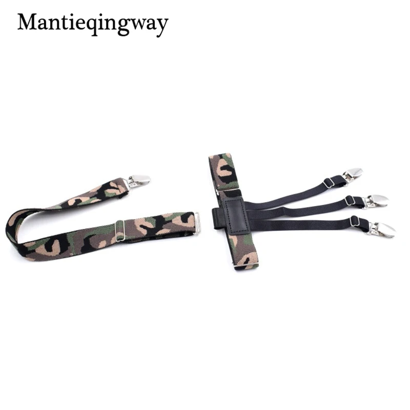 Mantieqingway для мужчин камуфляжная рубашка с принтом держатели подвязки нейлоновая рубашка подтяжки эластичные носки подвязка ремень ремни