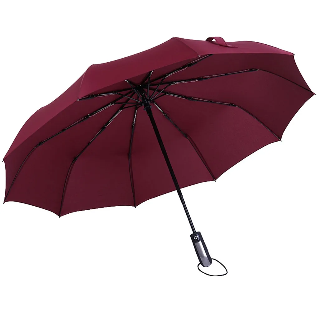 

Wind Resistant Folding Automatic Umbrella Rain Auto Luxury Big Windproof Umbrellas Rain wine red Coating 10K Parasol Z30619