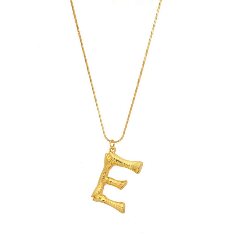 Новинка, алфавит, первоначальное ожерелье с буквами, Женская Золотая цепочка, Большая подвеска, ожерелье, металл, бохо, ювелирное изделие, колье для женщин - Окраска металла: E