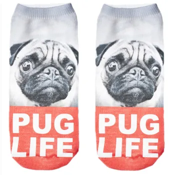 

RUNNING CHICK pug life print cute socks women wholesale