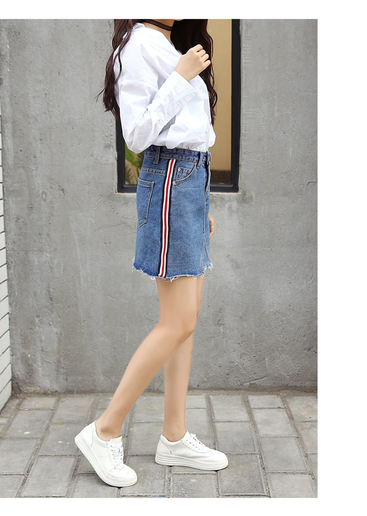 Denim Skirts England Style Retro Side Striped Slim A Line High Waist Blue Jeans Skirt JKP002 HTB1P5ssQXXXXXa9aXXXq6xXFXXXk - Denim Skirts England Style Retro Side Striped Slim A Line High Waist Blue Jeans Skirt JKP002