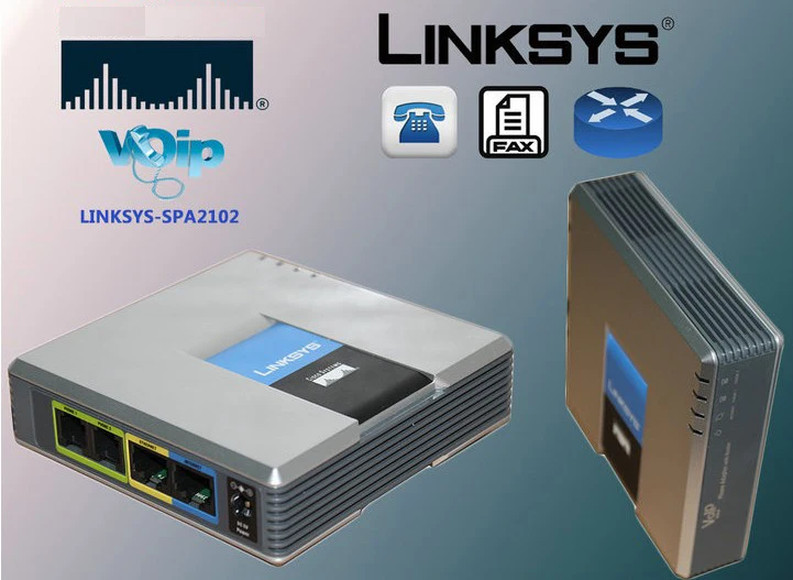Бесплатная доставка Оригинальный разблокированный VoIP адаптер Linksys SPA2102 с