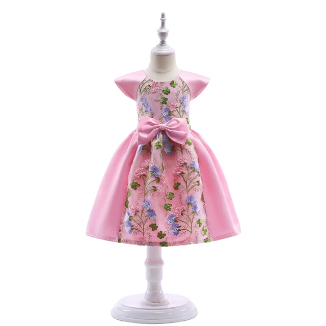 

Lace Bow Children Party Dress Floral Girls Princess Prom Gown 2018 Summer Kids Costume Cute Dresses For Girl