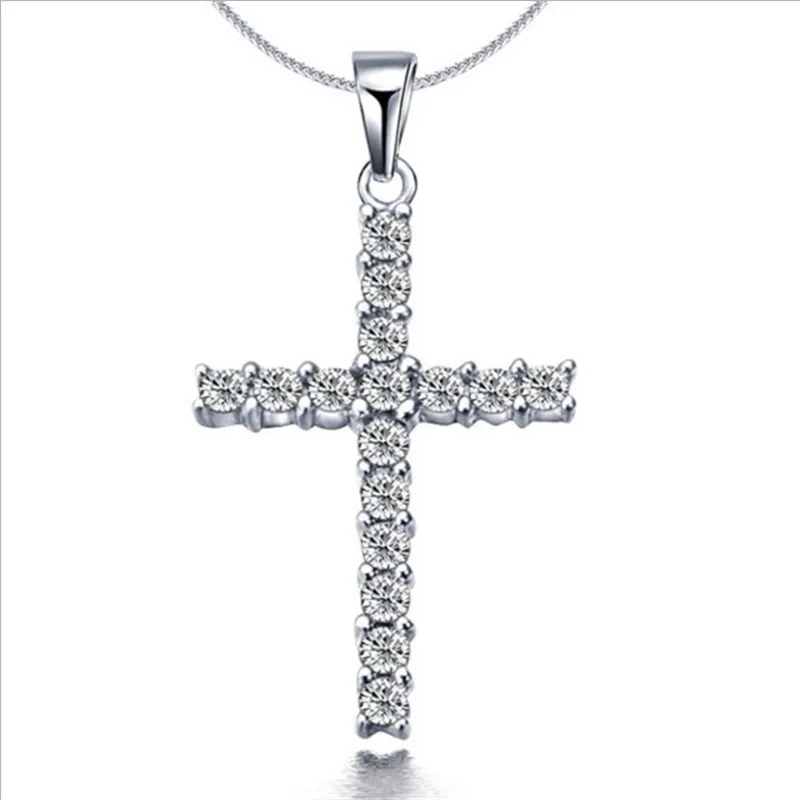 Хрустальный крест ожерелье унисекс Серебряный религиозный стиль цепи ожерелье s ювелирные изделия горный хрусталь кулон мужские женские подарки дропшиппинг