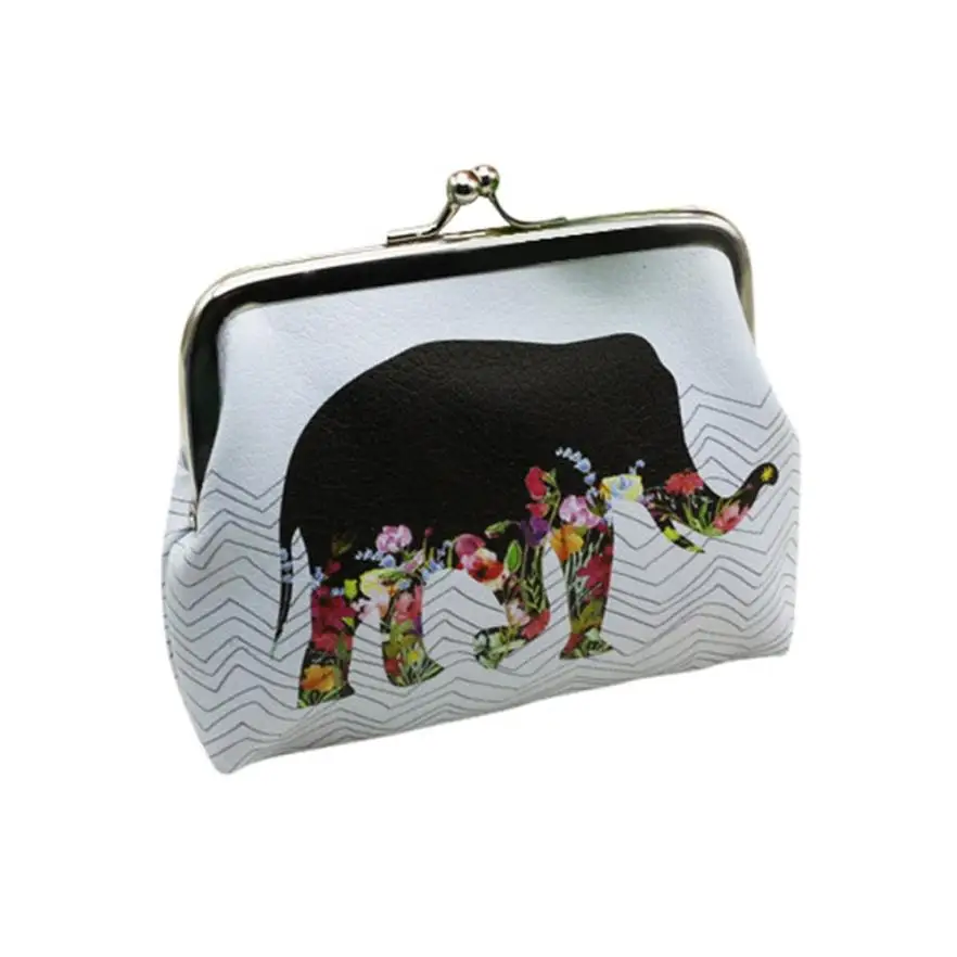

Women's Elephant Coin Purses Lady Retro Vintage Small Wallet Hasp Purse Black Clutch Handbag Dropshipping Wholesale #Y