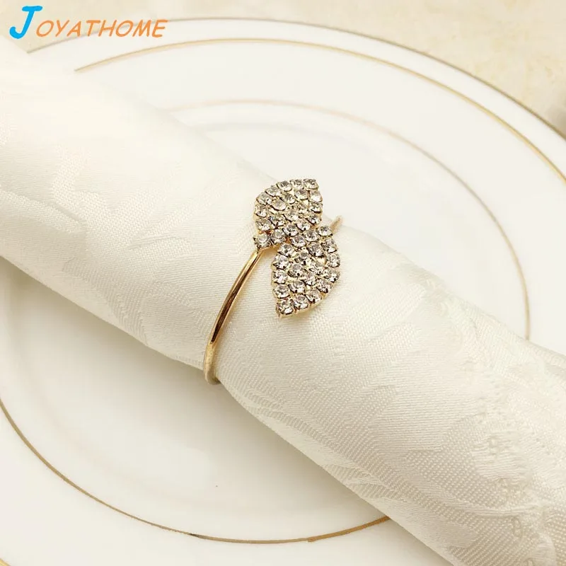Joyathome Exquisite High End Silver Leaf Shape Napkin Rings Metal