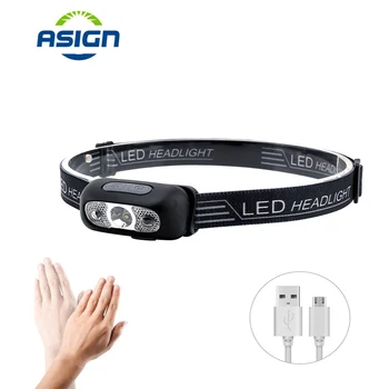 

Mini USB Rechargeable LED Headlamp Body Motion Sensor Headlight Ultra Bright Camping Flashlight Head Light Outdoor Waterproof