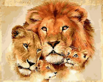 

Frameless diy paintings by numbers paint by number for home decor PBN for living room 4050 lion family