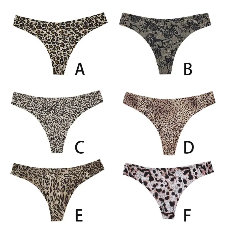 

Sexy T-Back G-String Low Waist Colorful Leopard Printed Lingerie Briefs Underwear Seamless Thongs Panties XXL 6 Colors