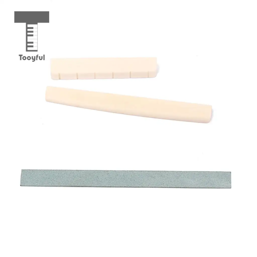 Tooyful 1 Set Natural Bone Saddle Nut&Guitar Sander Sanding Polish for Classical Guitar Parts