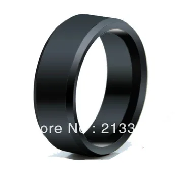 

Free Shipping Buy Cheap Price Jewelry USA Brazil Russia HOT Selling 8MM Men&Womens Black Beveled Flat Top Tungsten Wedding Ring