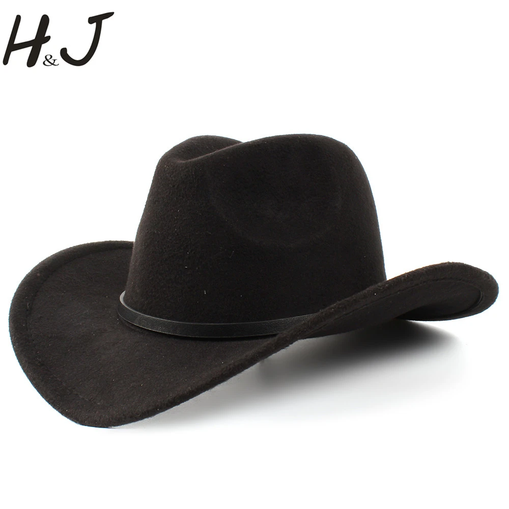 2Big Size Wool Women's Men's Western Hat For Gentleman Lady Jazz Cowgirl Leather Cloche Church Sombrero hat|cowboy hat westerncowboy western - AliExpress