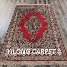 YILONG 5'x8' ручной работы персидский стиль Шелковый ковер для гостиной красный цветочный турецкий ковер(ZW058M5x8