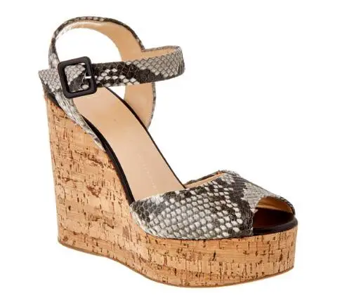 

Super high wedges heel plaform snake skin pattern sandals for woman Ladies ankle strap open toe sandals Fashion high heels