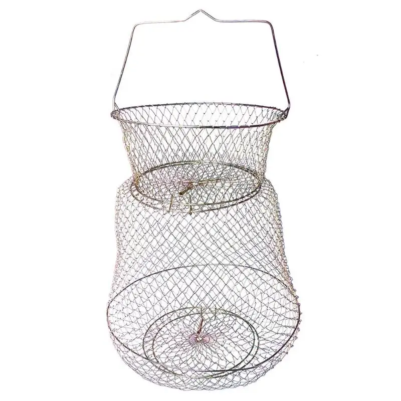 1 Foldable Portable Steel Wire Fishing Pot Trap Net Crab Shrimp Cage Fish Basket Fishing Tools Tackle pesca acesorios - Цвет: 1