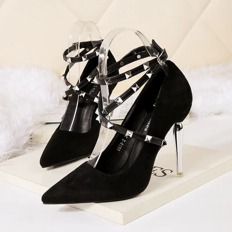 

Spring Summer Women Flock T-Strap Pump Platform Super High Heels 11cm Lady Shoes Pointed Toe Night Club Women Single shoe