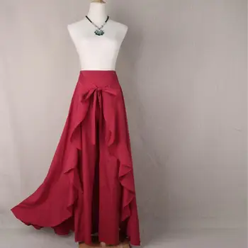 

2018 new European and American irregular ruffled high waist fashion casual Hepburn style retro temperament skirt