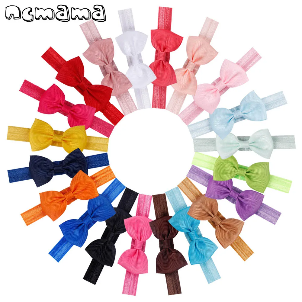 

20pcs /lot Candy Color Kids Bow Headband Ribbon Bows with Thin Hairband Newborn Photography Props Girls Bow Tiara Headwrap
