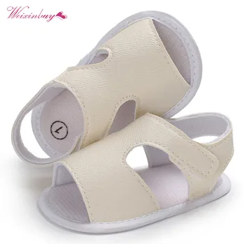 

Summer Baby Boys Shoes Solid PU First Walkers Soft Sole Sneakers Hook Loop Crib Footwear Newborn Infant Beach Shoe