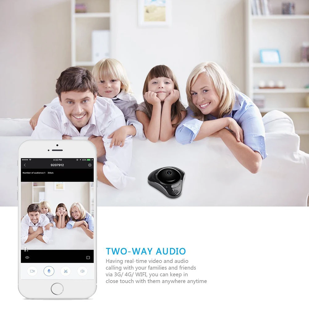 1080P 3D VR FisheyeWIFI 360 Degree Panoramic Camera IP Camera 1.3MP Wireless Wifi Smart Camera TF Card practical Strong Function