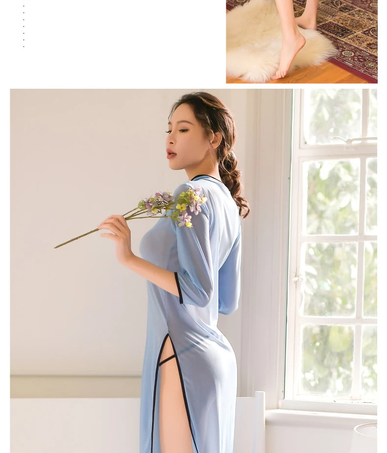 Новое Сексуальное эротическое перспективное сексуальное платье Чонсам с стринги для женщин MingGuo сексуальный костюм бебидолл Мода Vestidos NY0285