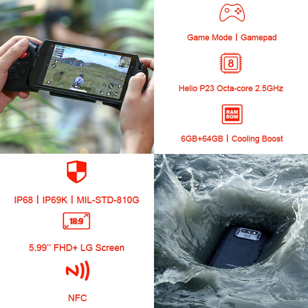 DOOGEE S70 IP68/IP69K Восьмиядерный 5500 мАч смартфон 5 99 &quotFHD + экран 6 ГБ 64 Гб мобильный