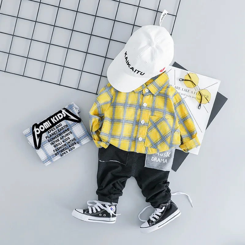 

Children Kid Boy Girl Clothing Plaid Shirt Jeans Set For 1 2 3 4 Years Baby Spring Autumn Cotton Girls Infant Clothing