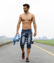 Мужчины шорты бермуды homme мужской моды шорты Промывают джинсовые короткие мужчин джинсы шорты homme