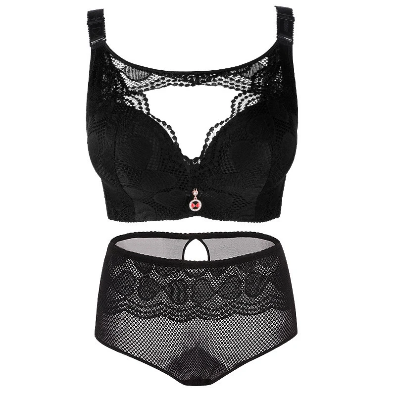 

Sexy Bras Briefs Set For Women Plus Size Seamless Lingerie Set Push Up Bralette Large Cup Brassiere Underwear D E Cup #F