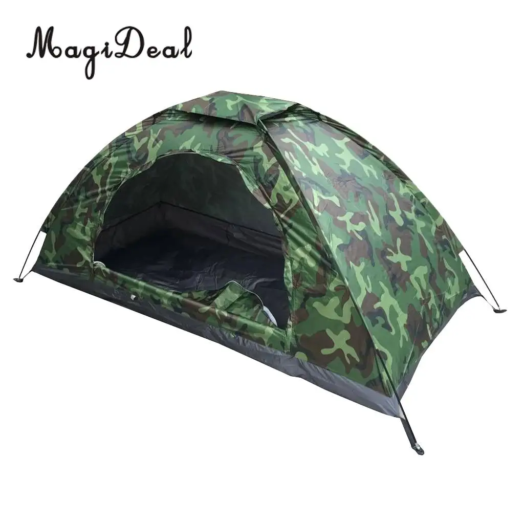 MagiDeal Outdoor Waterproof Windproof Anti-UV Single Camouflage Tent with Tent Nails and Storage Bag