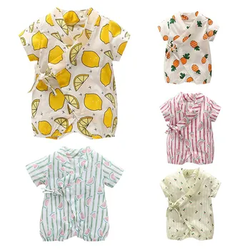 

2018 New Floral Japanese Kids clothes Kimono Summer Baby clothing Girls Boys Rompers Cotton Casual Tracksuit Infants Jumpsuits